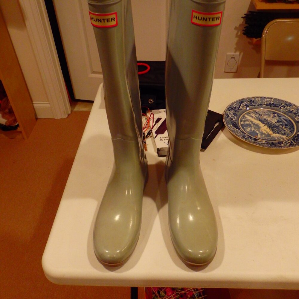 Gray Green Hunter REFINED rain boots wellies size 10